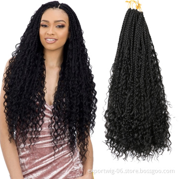 24inch River Box Braids Crochet Hair Synthetic Hair Extensions Goddess Box Braids With Curly Ends Crochet Braids Hair
